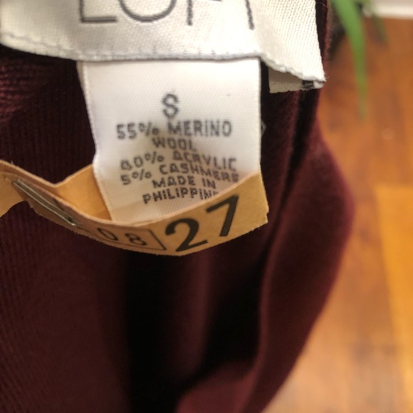 Ann Taylor LOFT Wool Cashmere Burgundy Blend V-Neck Sweater Small - Picture 5 of 6